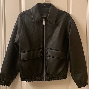 Levi’s Women Faux Leather Bomber Jacket, Blk XS